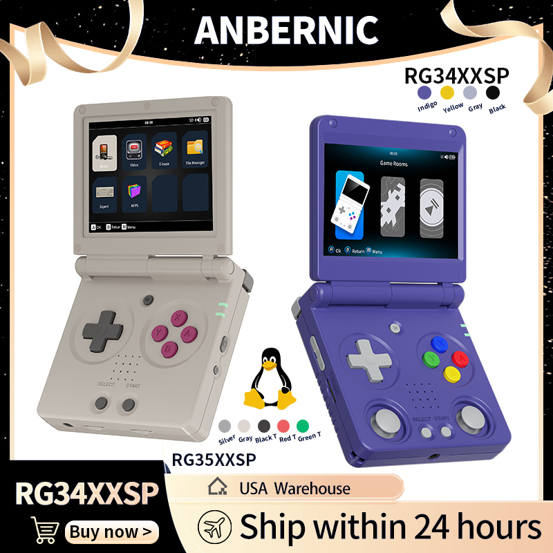 Gaming Console Anbernic - Anbernic RG34XXSP RG35XXSP フリップ式携帯ゲーム機 IPSスクリーン Linux