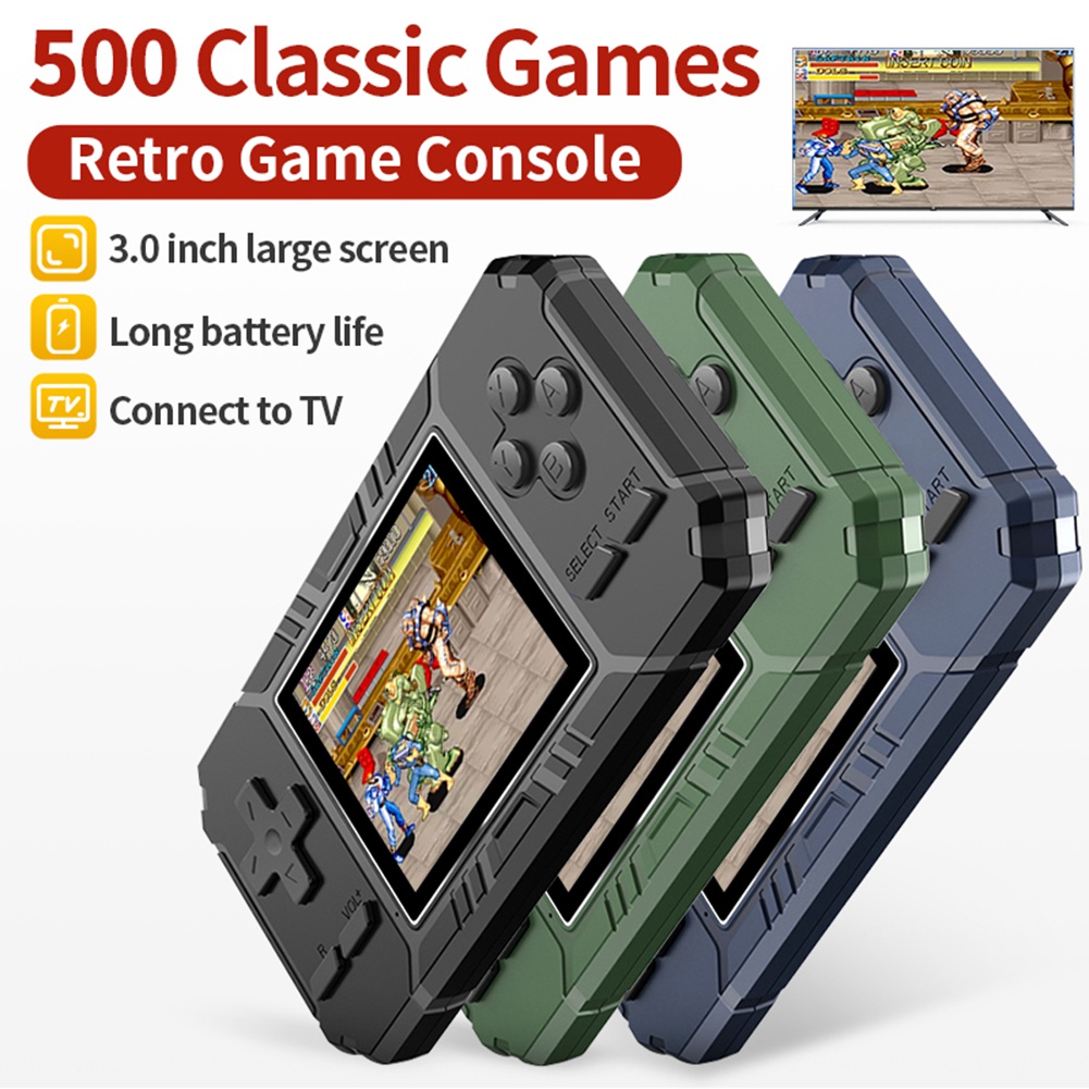 Gaming Console Handheld Retro - 素晴らしい！ レトロポータブルミニハンドヘルドゲームコンソール8ビット3.0インチカラースクリーンLCDゲームプレーヤー内蔵500ゲーム-ブラック