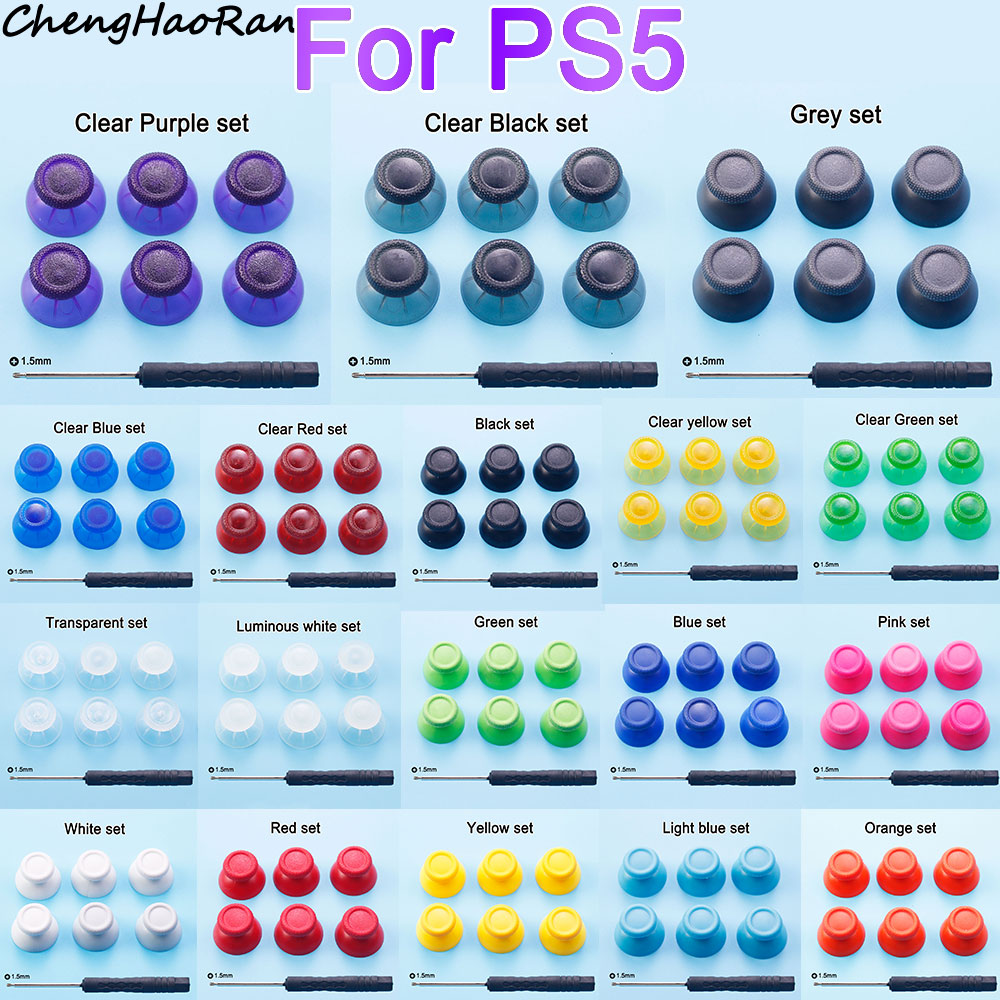 Thumb Grip Joystick - Sony Playstation 5用の3Dアナログジョイスティックカバー、コントローラーボタン、サムスティックグリップキャップ、交換用アクセサリー、ps5、1セット