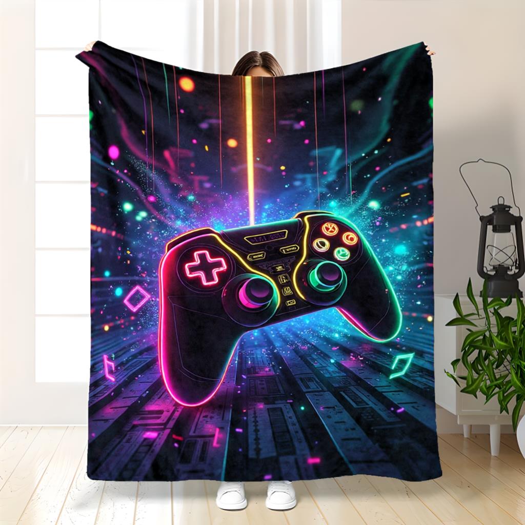 ゲーム機柄ブランケット、柔らかいフリース製プレイマット、男の - Gaming Console Room のレビューと価格