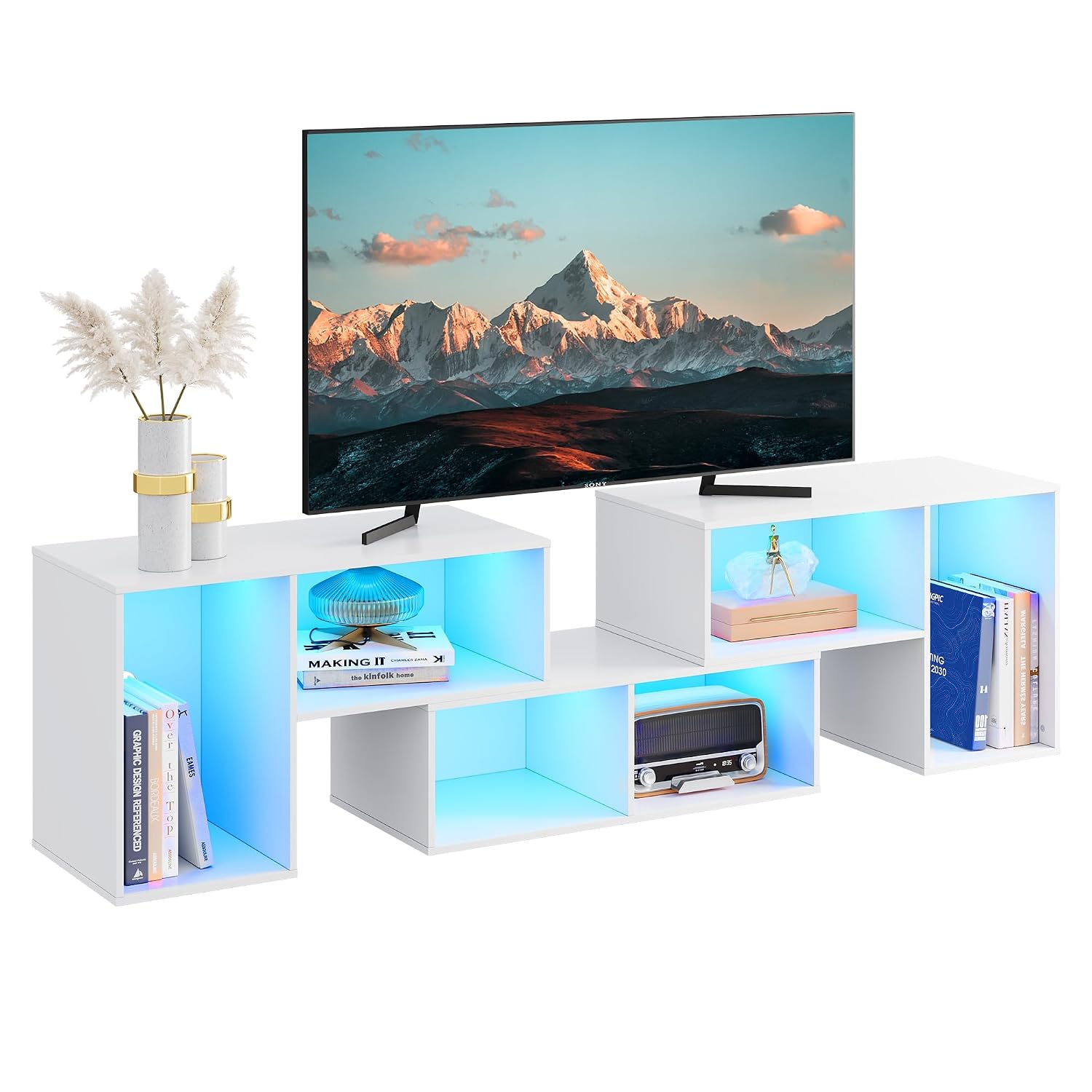 変形可能なテレビスタンド、LEDストリップ付き、モダンなエン - Gaming Console Room のレビューと価格