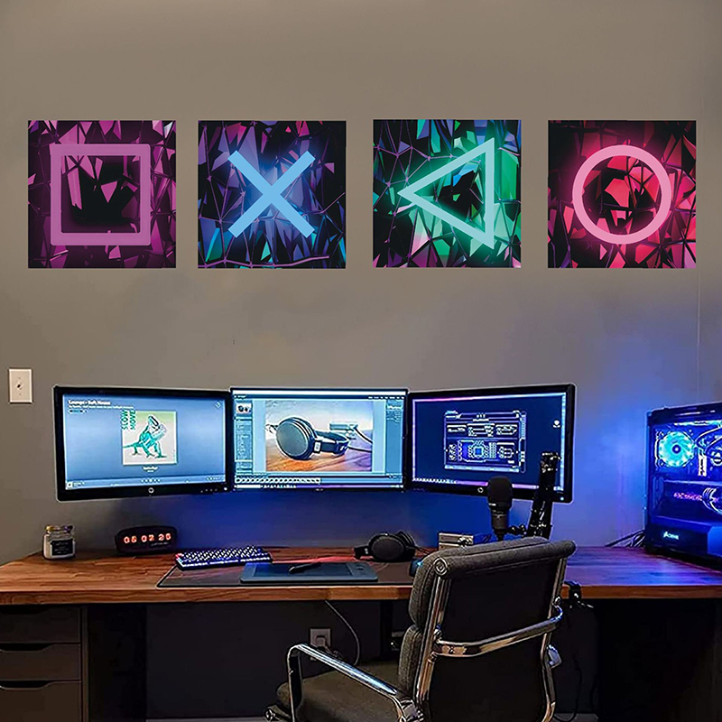 ゲームルームの壁の装飾,ポスター,ステッカー,接着剤,ネオン - Gaming Console Wallpaper のレビューと価格